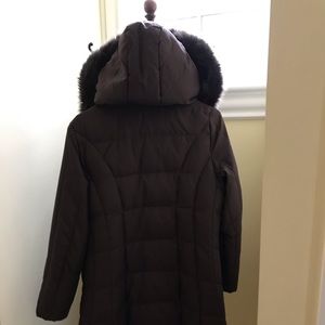 Warm, hooded down coat. Delightfully cosy!